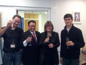 Post-VIVA celebration with my PhD examiners Prof. Ralf Stanewsky and Prof. Aurelio Teleman, and my PhD mentor Prof. Dame Linda Partridge.